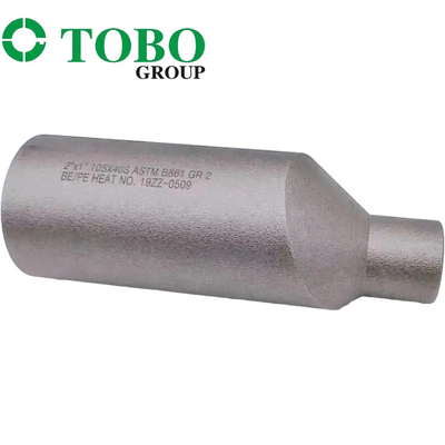 जाली पाइप फिटिंग टाइटेनियम मिश्र धातु इस्पात ASTM B861 GR2 2 '' x 1 '' SCH10S x SCH40S टाइटेनियम मिश्र धातु स्वेज निप्पल