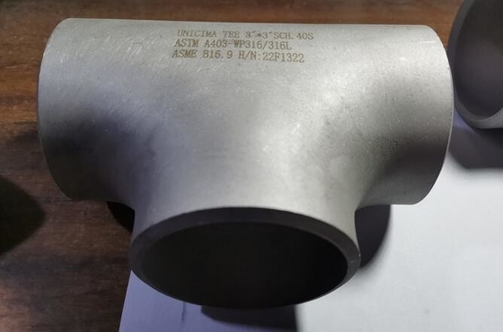 सीमलेस बट वेल्डिंग स्ट्रेट टी 3 ”* 3” SCH-40S ASTM A403-WP316/316L ASME B16.9