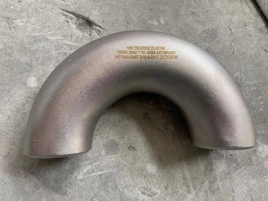 स्टेनलेस स्टील पाइप फिटिंग 180 डिग्री BW कोहनी OD80X3MM ASTM A182 F304